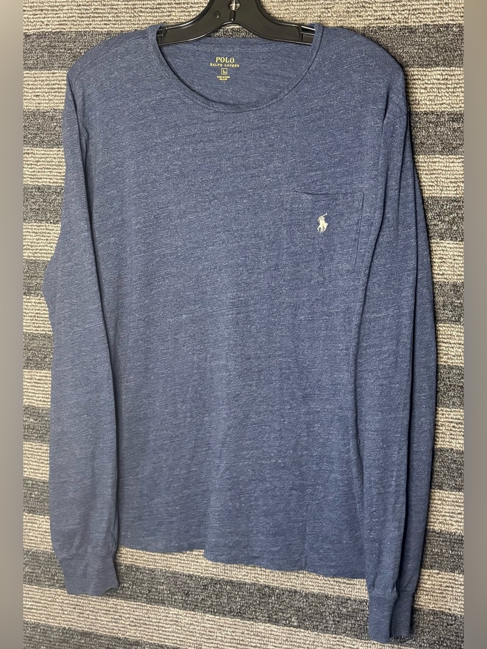 Polo Ralph Lauren Men's Long Sleeve T-Shirt Heather Navy Large EUC